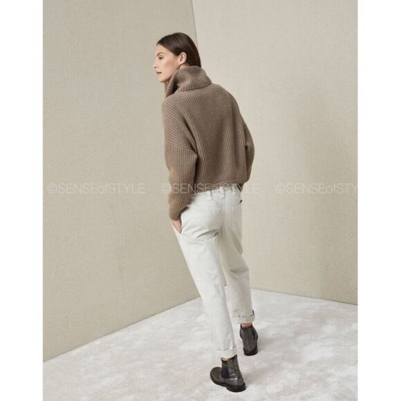 Brunello Cucinelli Cardigan Cashmere Women Brown Zipper Mock Size XS - Picture 4 of 6